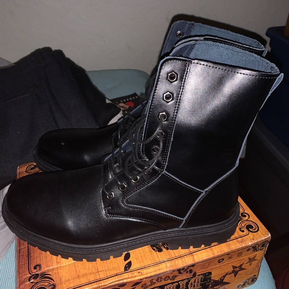 leather combat boots